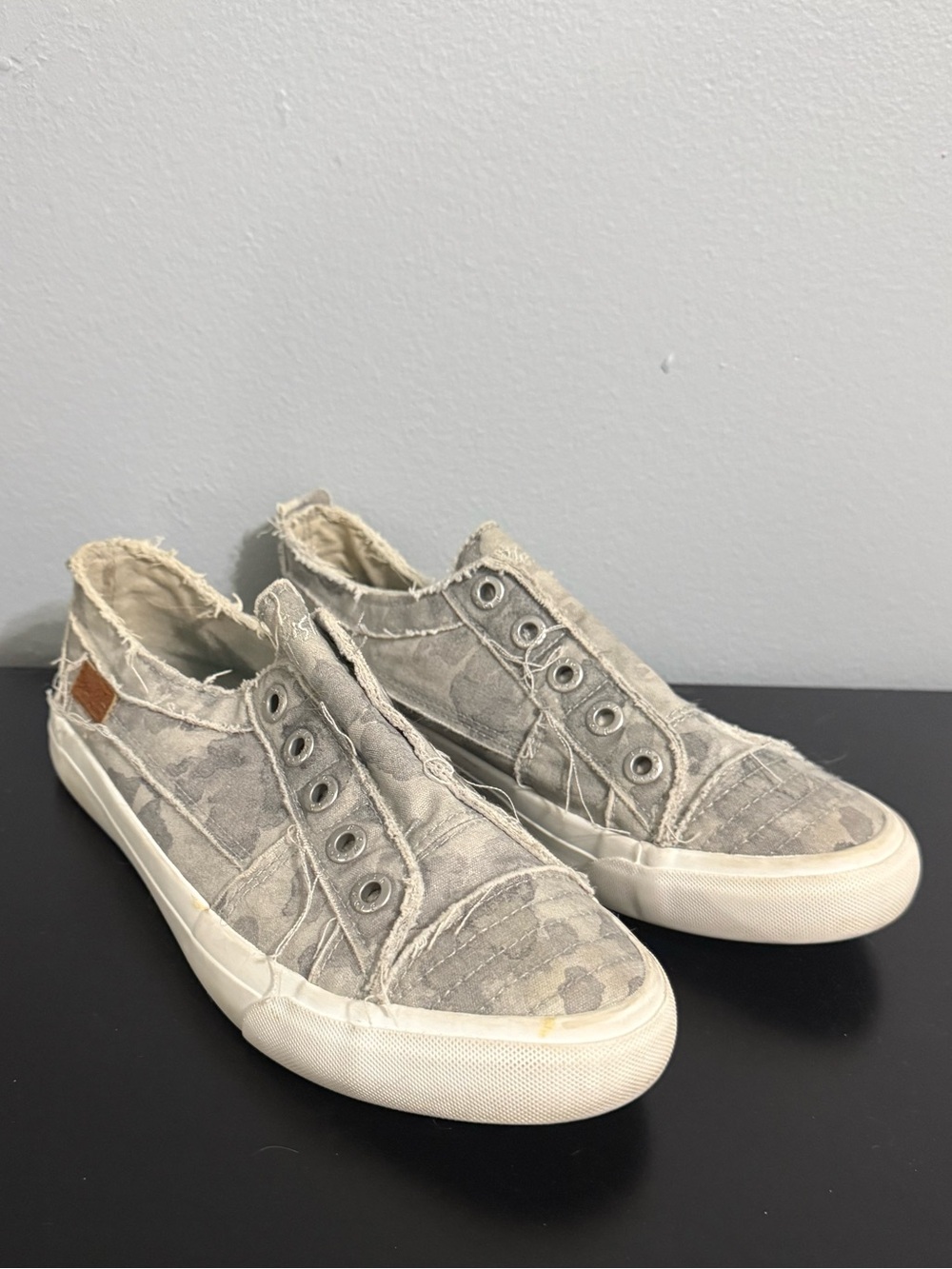 Blowfish Women's Slip-On Sneakers in Light Gray Camo